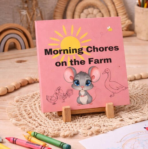 Morning Chores on the Farm Coloring Book invites kids into a sunny farm morning of simple, bold scenes feeding horses, pigs, goats perfect for little hands.